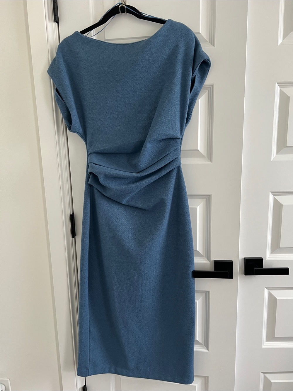 Zara Dusty Blue Midi Draped Waist Dress